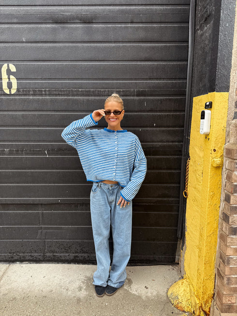 Coco Cutie Cardigan // Blue Stripe